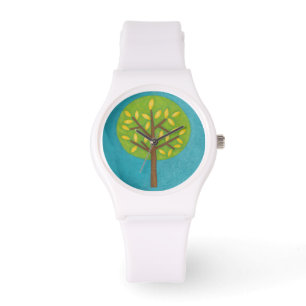 Grüner Baum mit Gelb-Blätter durch Chariklia Armbanduhr