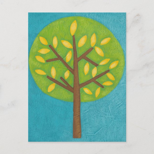 Grüner Baum mit gelben Blätter von Chariklia Zarri Postkarte (Vorderseite)