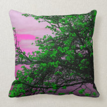 Grüner Baum u. rosa Himmel-Wurfs-Kissen