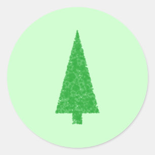 Grüner Baum. Weihnachten, Feuer, Evergreen Tree. Runder Aufkleber