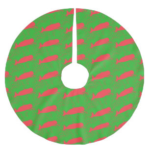 grüner Baumrock der roten Wale Polyester Weihnachtsbaumdecke