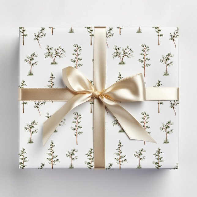 Grüner Baumwald-Forstmuster Geschenkpapier (In situ)
