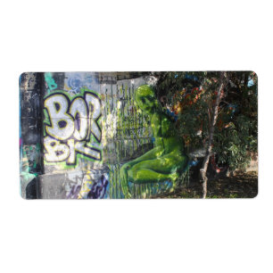 Grüner Besucher aus dem Weltraum Graffiti