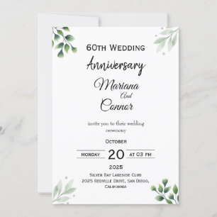 Grüner Blatt'-Standard zum 60. Hochzeitstag Einladung