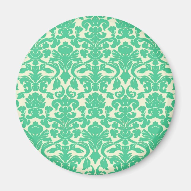 Grüner Blumen-Damask-Magnet Magnet (Vorne)