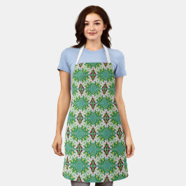 Grüner Blumen-Schürze mit All-Over-Druck Schürze