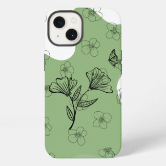 Grüner Blumen- und Schmetterlings-Handyhülle iPhone Hülle