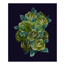 Grüner Blumenstrauß, Marineblau, exotische Rose