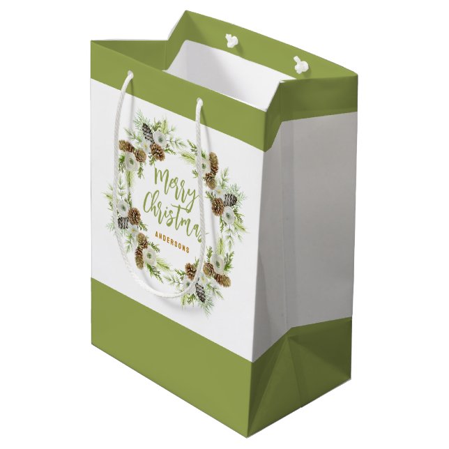 Grüner Blumenstrauß Mittlere Geschenktüte (Rückseite Schrägansicht)