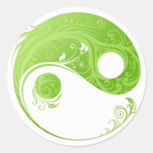 GRÜNER BLUMENYIN YANG ENTWURF RUNDER AUFKLEBER