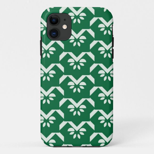 Grüner Blumenzickzack Case-Mate iPhone Hülle (Rückseite)