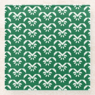 Grüner Blumenzickzack Glasuntersetzer