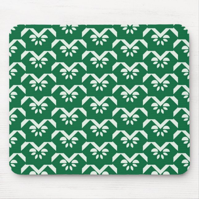 Grüner Blumenzickzack Mousepad (Vorne)
