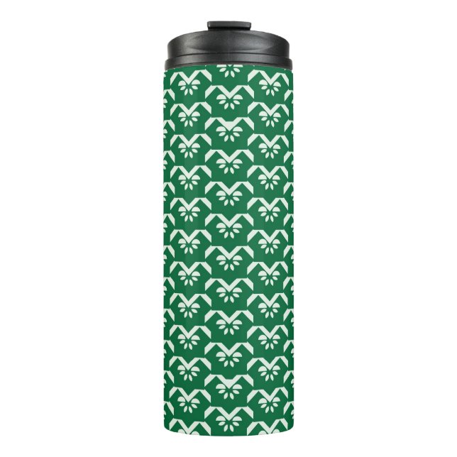 Grüner Blumenzickzack Thermosbecher (Vorderseite)