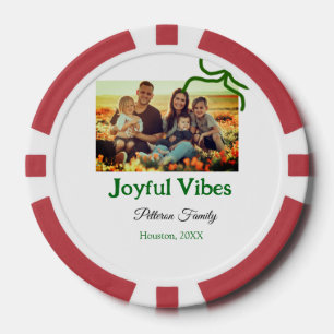 Grüner Bogen fröhlich Vibes fügt Familienname Foto Pokerchips