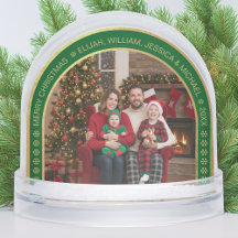 Grüner Bogen Weihnachtsfamilienfoto Faux Goldfolie