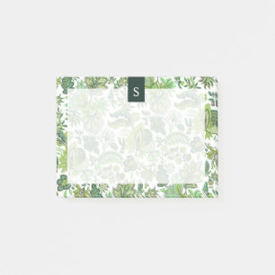 Grüner Boho Vintage Blumenmonogramm Post-it Klebezettel