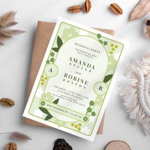 Grüner botanischer Garten Hochzeitseinladung Einladung