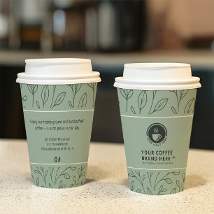 Grüner botanischer Kaffee für moderne Unternehmen Pappbecher