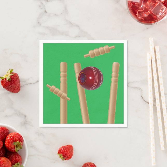 grüner Bowling auf Cricket, Serviette (Beispiel)
