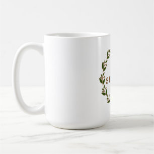 Grüner Brauner Kranz Wasserfarbe Botanisches Laub Kaffeetasse