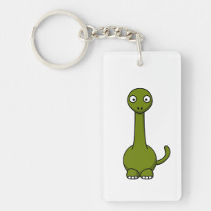 Grüner Brontosaurus-Cartoon Schlüsselanhänger