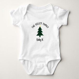 Grüner Buffalo Karierter Baum, Baby Holiday Family Strampler