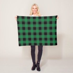 Grüner Büffel-karierte Muster-Fleece-Decke Fleecedecke