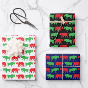 Grüner Bulle & Roter Bär, DIY-Farbhintergrund, Sch Geschenkpapier Set