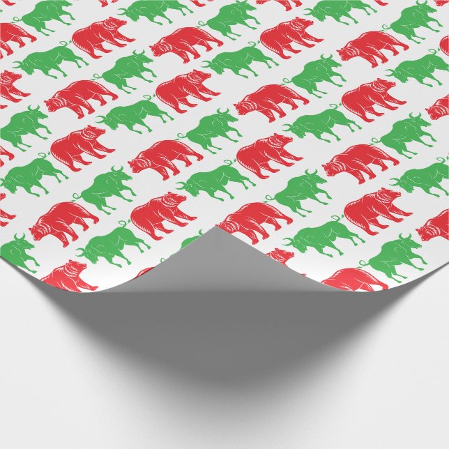 Grüner Bulle & Roter Bär, DIY-Hintergrundfarbe, We Geschenkpapier (Ecke)