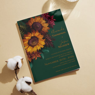 Grüner Burnt Orange Bloral Hochzeit Einladung