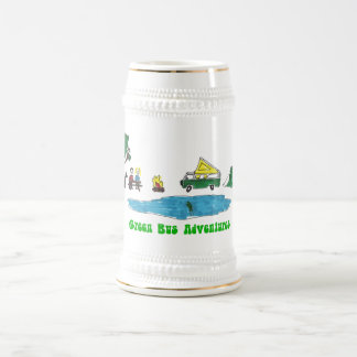 Grüner Bus wagt Stein Bierglas