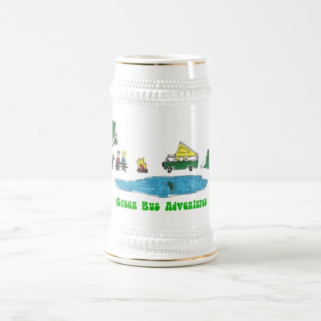 Grüner Bus wagt Stein Bierglas (Mittel)