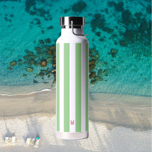 Grüner Cabana Streifen und Personalisiert rosa Mon Trinkflasche