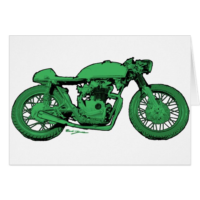 Grüner Caféracer-Vintages Motorrad (Vorderseite (Horizontal))