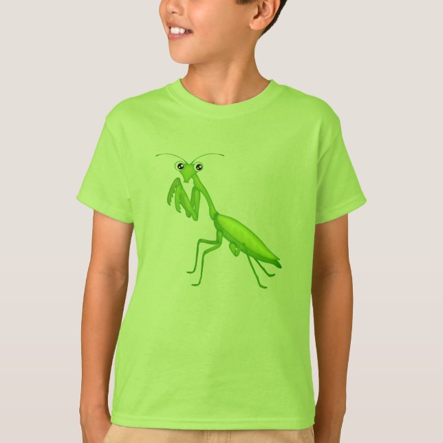 Grüner Cartoon Gebet Mantis Jugendkleid T-Shirt (Vorderseite)