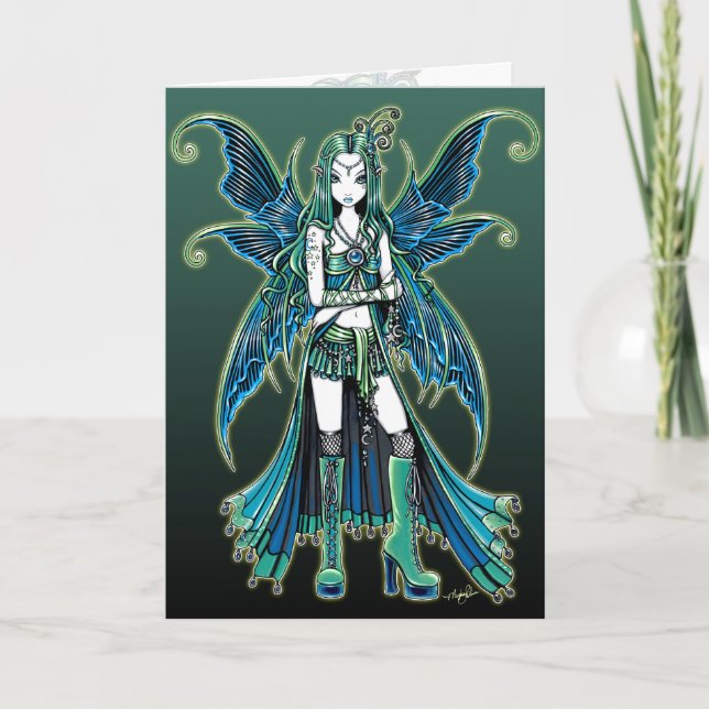 Grüner Celetial Stern-feenhafte Kunst-Karte "Zoe" Karte (Vorderseite)