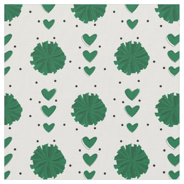 Grüner Chef Pom Poms & Hearts Muster Stoff (Nahaufnahme)