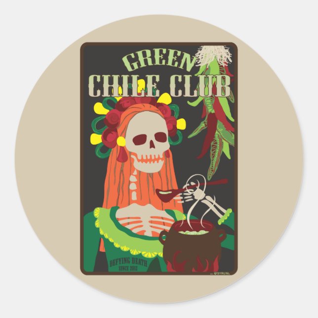 Grüner Chile Runder Aufkleber (Vorderseite)