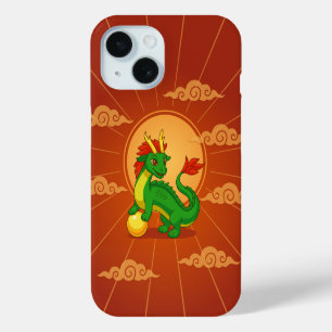 Grüner chinesischer Drache auf Rot Case-Mate iPhone Hülle
