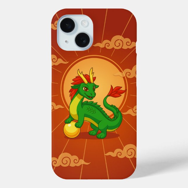 Grüner chinesischer Drache auf Rot Case-Mate iPhone Hülle (Rückseite)