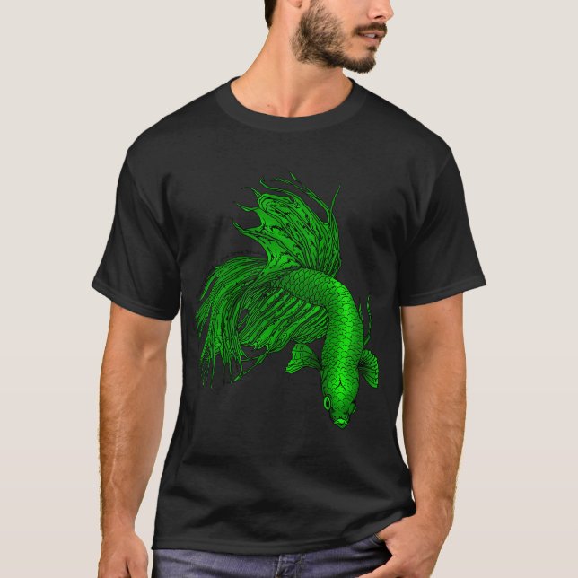 Grüner Crowntail Kampffisch T-Shirt (Vorderseite)