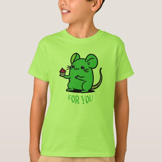 Grüner Cupcake-Maus für Dich T-Shirt (Vorderseite)