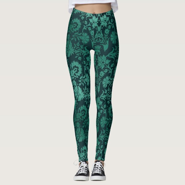 grüner Damast Leggings (Vorderseite)
