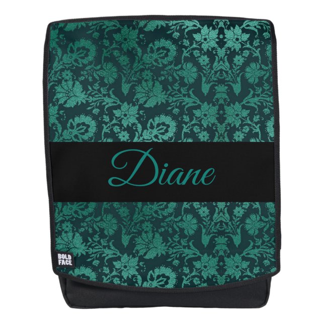 grüner Damast Rucksack (Vorderseite)