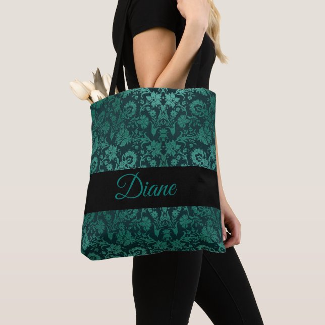 grüner Damast Tasche (Von Nahem)
