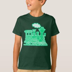 Grüner Dampflokzug "Ihr Name" Kindert-Shirt T-Shirt