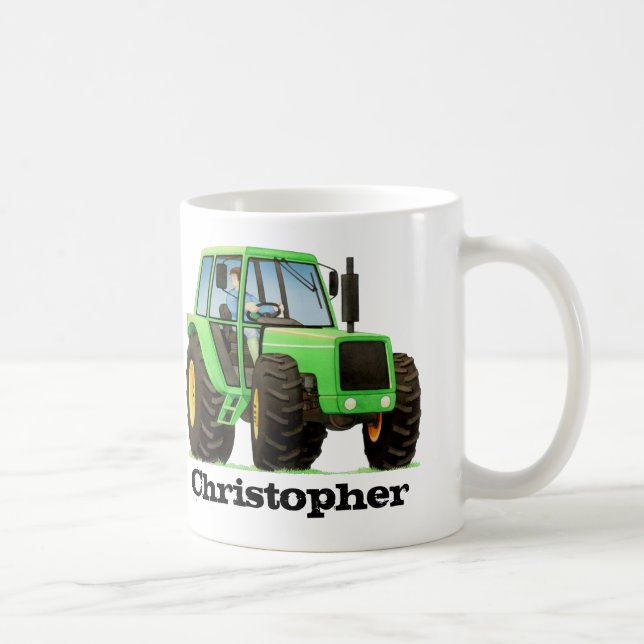 Grüner der Bauernhof-Traktor des Name-Kindes Kaffeetasse (Rechts)