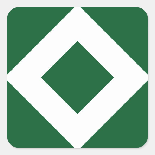 Grüner Diamant, feine weiße Grenze Quadratischer Aufkleber (Vorderseite)