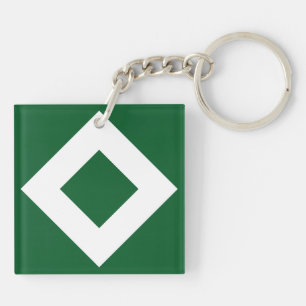 Grüner Diamant, feine weiße Grenze Schlüsselanhänger